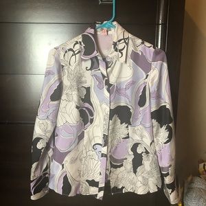 Ann Taylor Petites silk blouse, purple floral